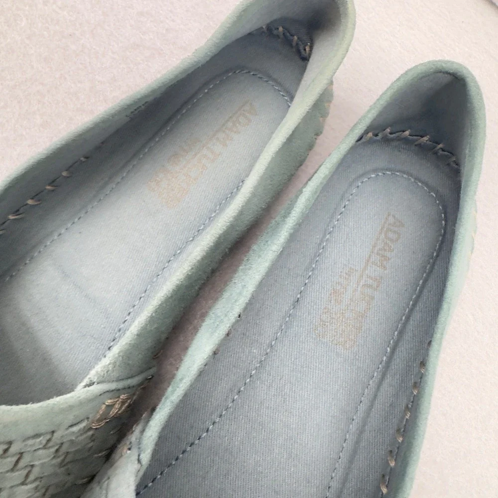 Adam Tucker Me Too‎ Lanna Leather Upper Woven Slip On Loafers Blue Green Shoes 6